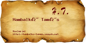 Hambalkó Tamás névjegykártya